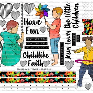 Childlike Faith, beautifulgoodnews, bible journaling, traceable, printable, faith, christian, sticker, art image 1