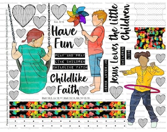 Childlike Faith, beautifulgoodnews, bible journaling, traceable, printable, faith, christian, sticker, art