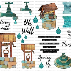 Oh Well, Living Water, Spring up, bible journaling, traçable, imprimable, foi, chrétien, autocollant, art
