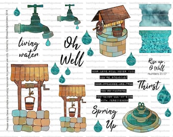 Oh Well, Living Water, Spring up, bible journaling, traceable, printable, faith, christian, sticker, art