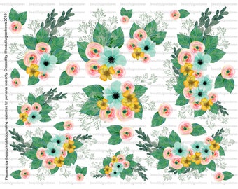 Just Flowers Set 7, beautifulgoodnews, bible journaling, traceable, printable, faith, christian, sticker, art