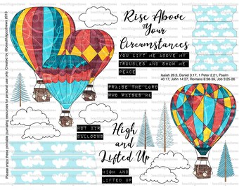 Hot Air Balloons, beautifulgoodnews, bible journaling, traceable, printable, faith, christian, sticker, art