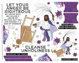 Jesus Cleansing the Temple, Easter, beautifulgoodnews, bible journaling, traceable, printable, faith, christian, sticker, art