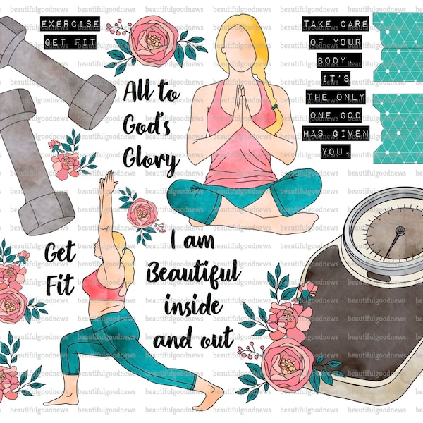 Get Fit, beautifulgoodnews, bible journaling, traceable, printable, faith, christian, sticker, art