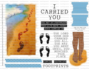 Footprints, beautifulgoodnews, bible journaling, traceable, printable, faith, christian, sticker, art