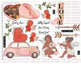 Domme Cupido, mooi goed nieuws, Valentijnsdag, bijbeljournaling, traceerbaar, afdrukbaar, geloof, christelijk, sticker, kunst