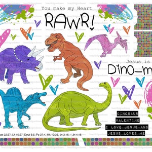 Dino-mijt, mooi goed nieuws, Valentijnsdag, bijbeljournaling, traceerbaar, afdrukbaar, geloof, christelijk, sticker, kunst