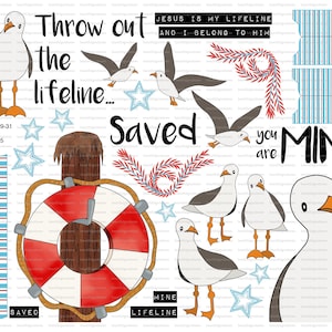 Lifeline, Seagulls, beautifulgoodnews, bible journaling, traçable, imprimable, foi, chrétien, autocollant, art