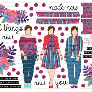 New You, fashion ladies, beautifulgoodnews, bible journaling, traceable, printable, faith, christian, sticker, art