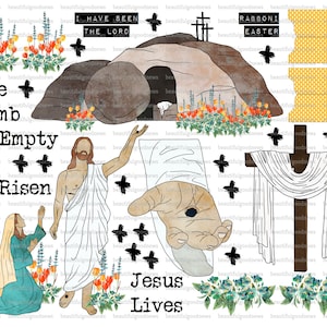 Empty Tomb, Easter, beautifulgoodnews, bible journaling, traceable, printable, faith, christian, sticker, art