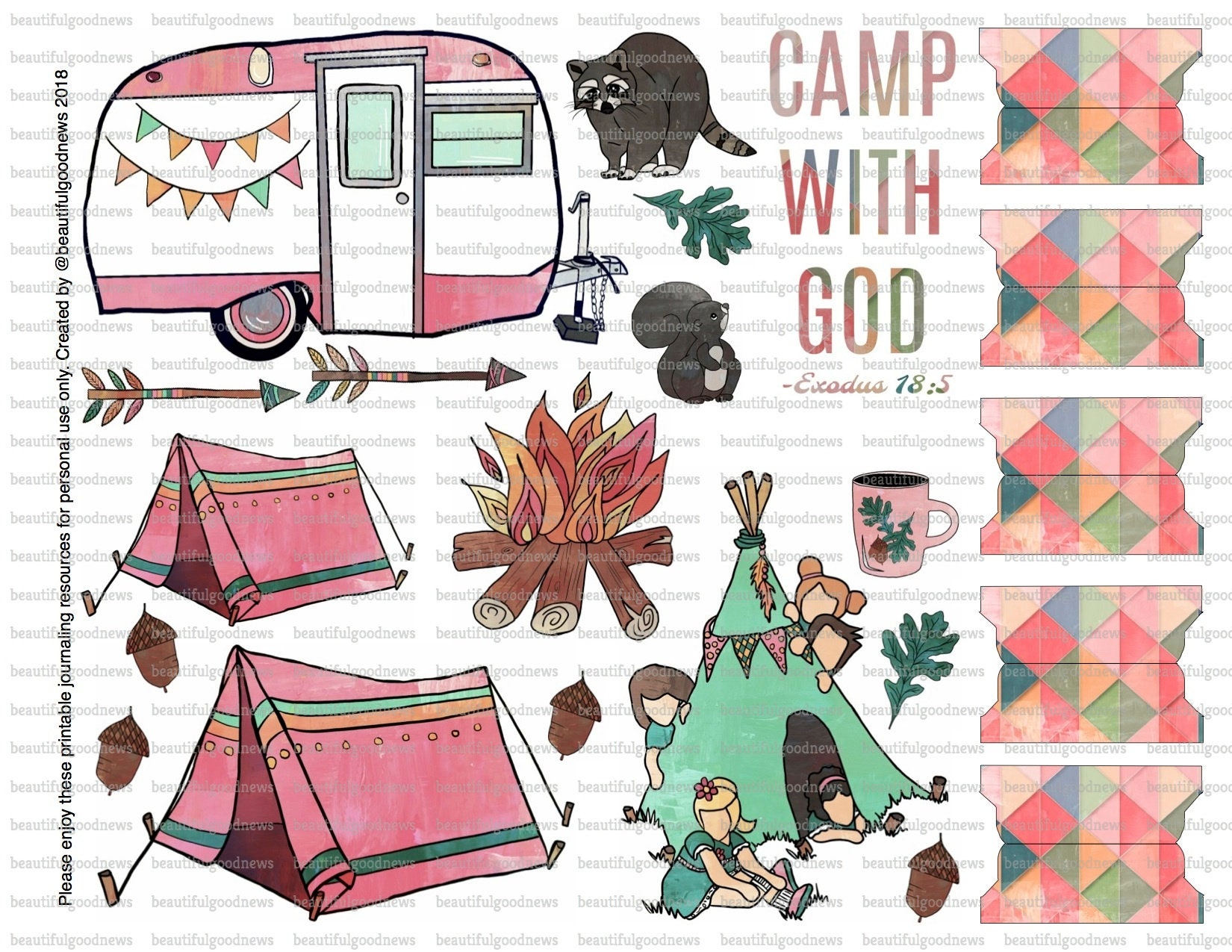Camp with God camping bible journaling traceable Etsy