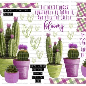 Blooms in the Desert, beautifulgoodnews, Cactus, Cacti, bible journaling, traçable, imprimable, foi, chrétien, autocollant, art