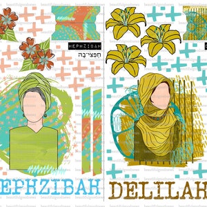Mujeres de la Biblia Minis 24, Hephzibah y Dalila, hermosas buenas noticias, diario bíblico, imprimible, fe, cristiana
