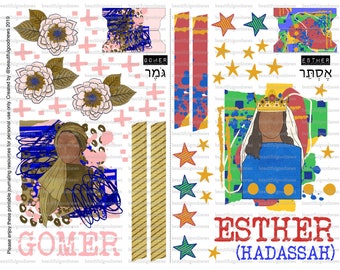 Women of the Bible Minis 11, Gomer and Esther, beautifulgoodnews, bible journaling, traceable, printable, faith, christian, sticker, art