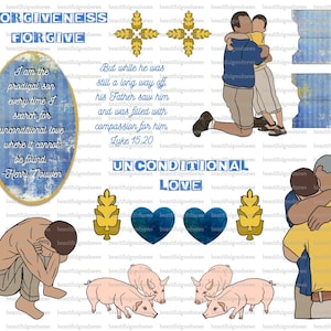 Prodigal Son, bible journaling, traceable, printable, faith, christian, sticker, art