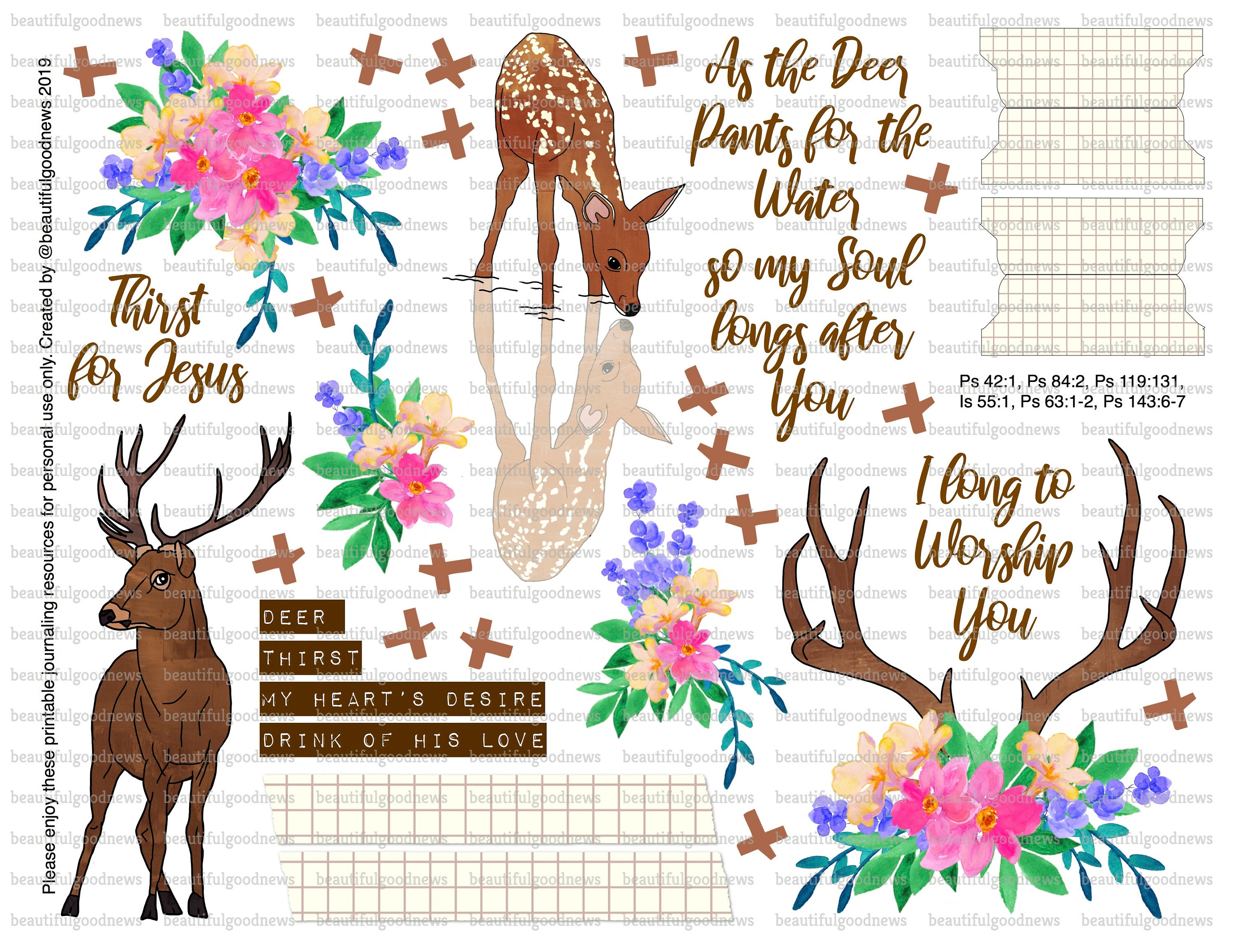 As The Deer Beautifulgoodnews Bible Journaling Traceable | Etsy Singapore