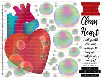 Big Version Clean Heart, beautifulgoodnews, bible journaling, traceable, printable, faith, christian, sticker, art