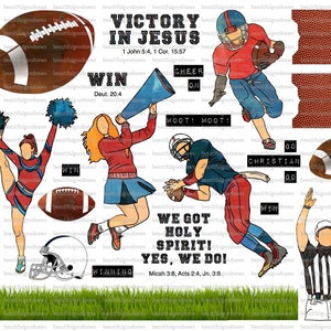 Sieg in Jesus, Fußball, Cheerleading, Bibeljournal, rückverfolgbar, druckbar, Glaube, christlich, Aufkleber, Kunst