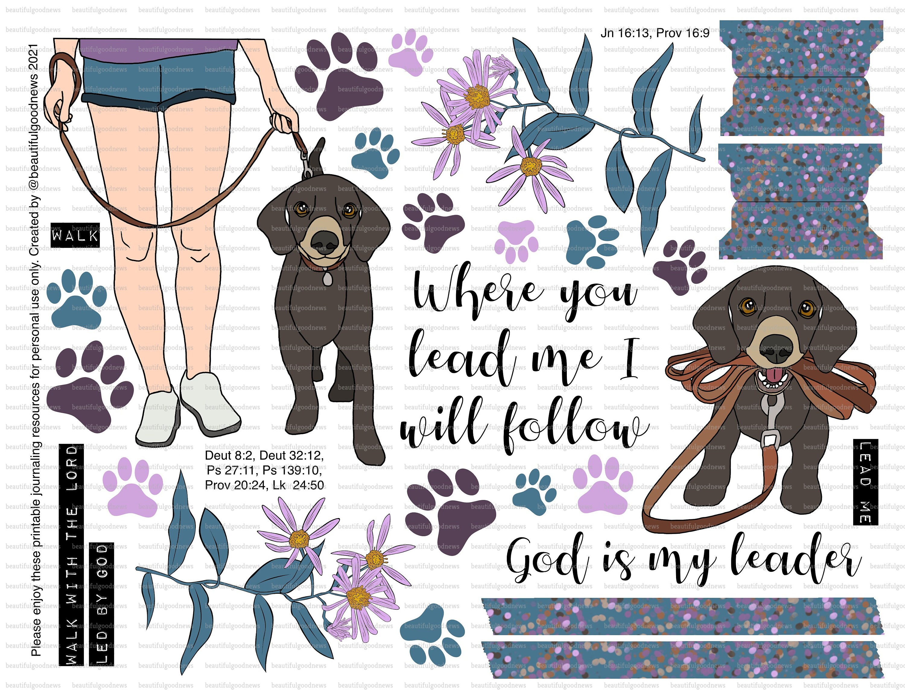 Led by God, Beautifulgoodnews, bible journaling, traceable, printable…