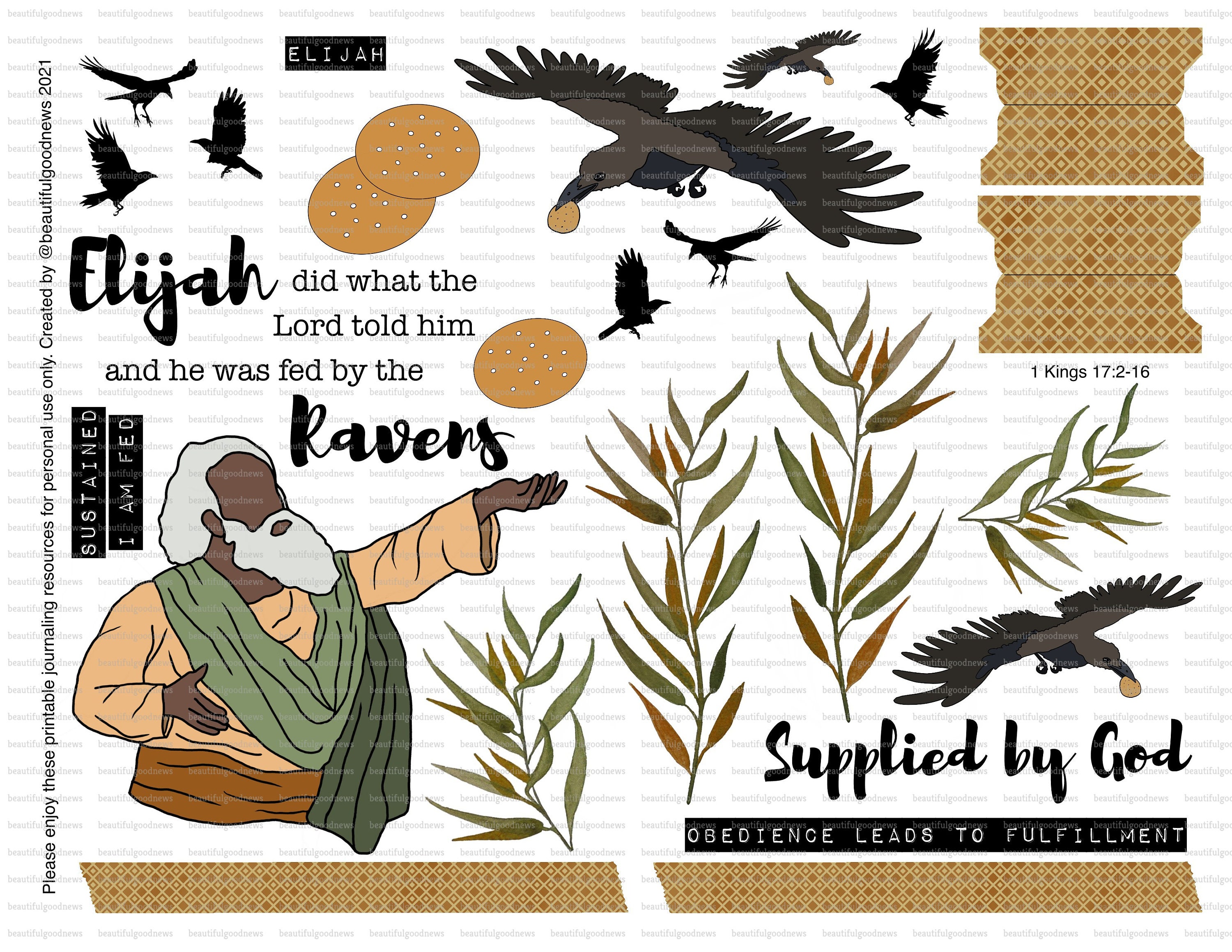 Elijah and the Ravens Bible Journaling Printable Faith - Etsy