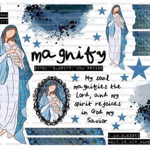 Magnify Him, Marys Magnificant, Madonna and child, Christmas, beautifulgoodnews, bible journaling, imprimable, foi, chrétien, autocollant, art