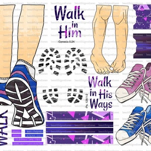 Walk in Him Tennis Shoes Bible Journaling Traceable - Etsy