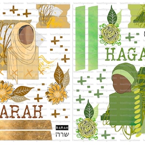 Frauen der Bibel Minis 2, Sarah und Hagar, beautifulgoodnews, Bibeljournal, rückverfolgbar, printable, Glaube, christlich, Aufkleber, Kunst