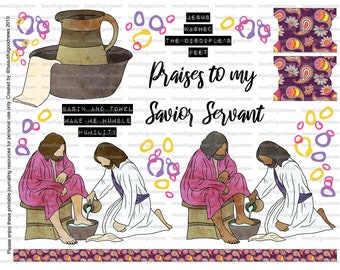 Savior Servant, Easter, Maundy Thursday, beautifulgoodnews, bible journaling, traceable, printable, faith, christian, sticker, art