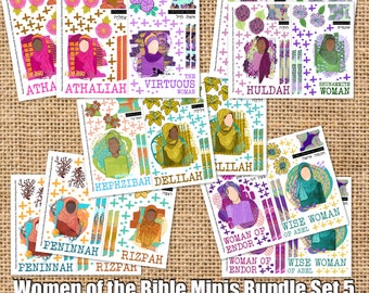 Women of the Bible Minis Bundle Set 5, beautifulgoodnews, bible journaling, traceable, printable, faith, christian, sticker, art