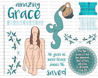 amazing grace, bible journaling, traceable, printable, faith, christian, sticker, art