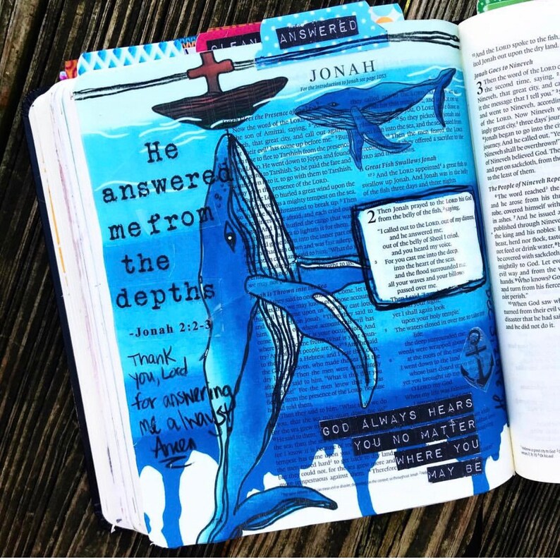 Jonah, Jonah and the whale, beautifulgoodnews,bible journaling, traceable, printable, faith, christian, sticker, art image 3