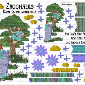 Zacchaeus, beautifulgoodnews, bible journaling, traceable, printable, faith, christian, sticker, art