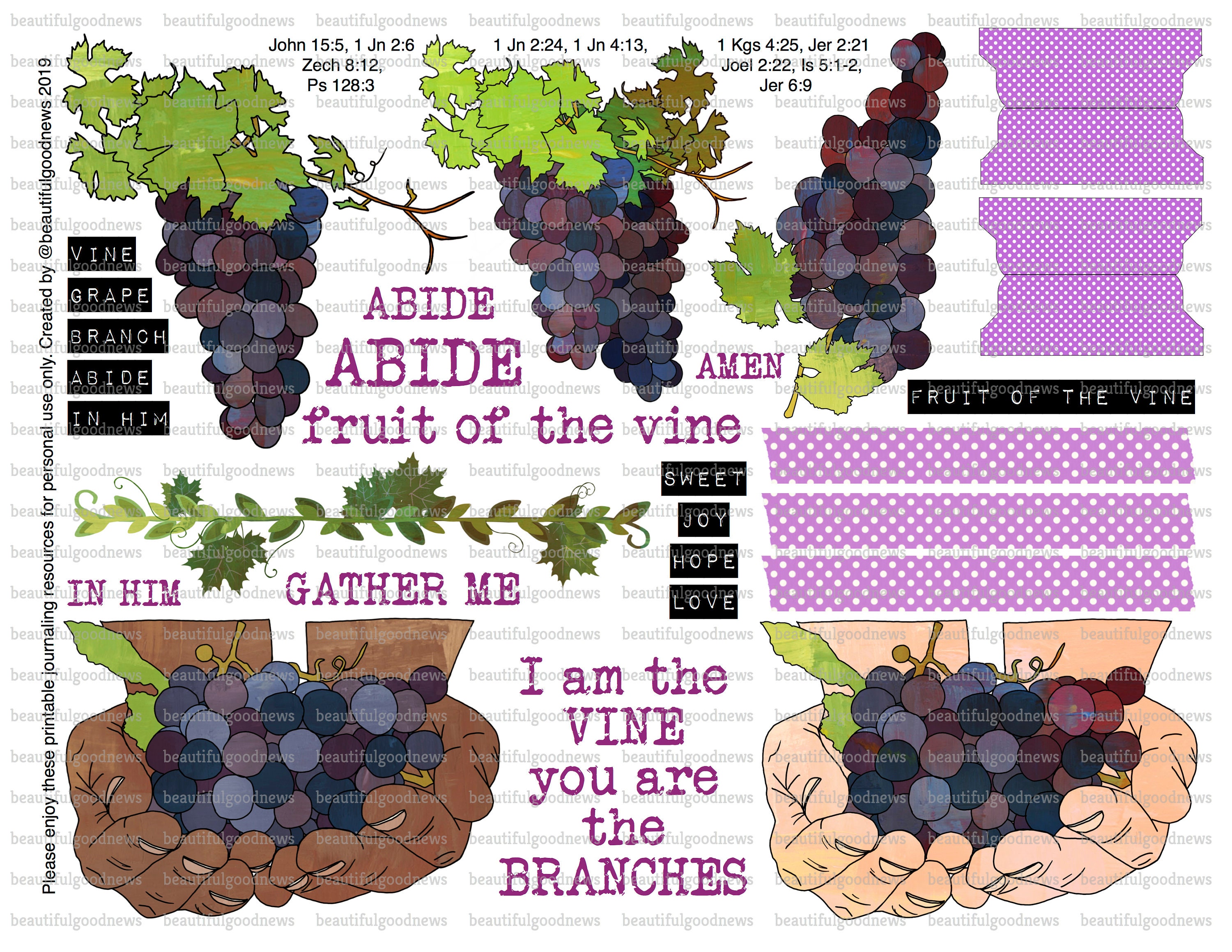 The Vine Grapes Beautifulgoodnews bible journaling Etsy