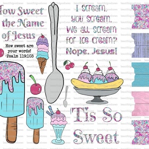 The Sweetest Name, Jesus, Ice Cream, bible journaling, traceable, printable, faith, christian, devotional, sticker, art