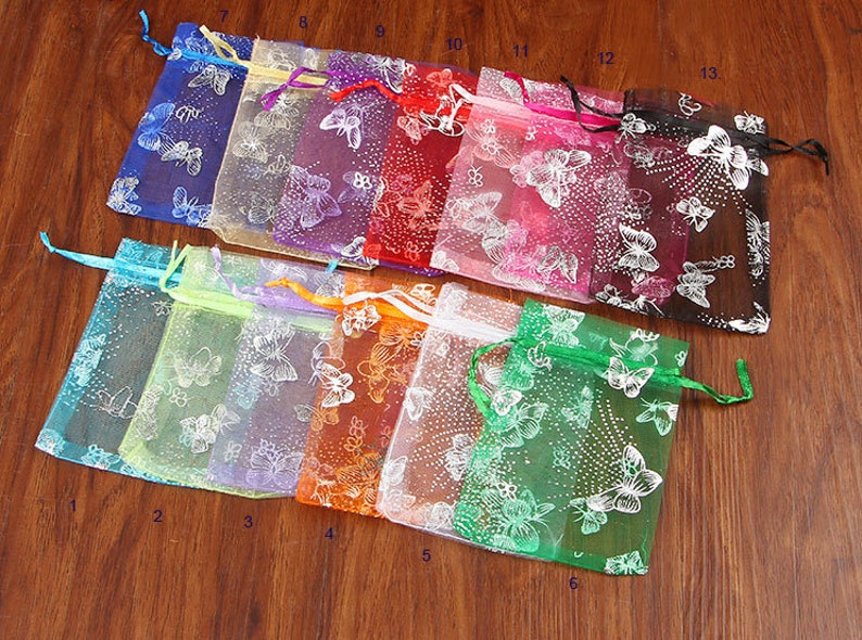 Butterfly Wholesale Bulk organza jewellery pouches 10 colours