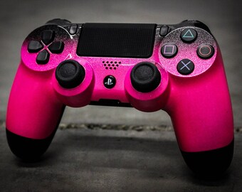 Custom PlayStation 4 Controller - Sparklescent Pink & Metallic Black Fade