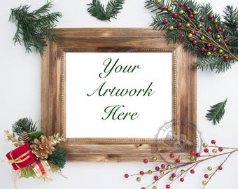 Download Christmas Frame Mockup Winter Frame Mockup Holiday Vertical Or Horizontal Empty Frame Rustic Frame Styled Frame Poster Mockup On Behance PSD Mockup Templates