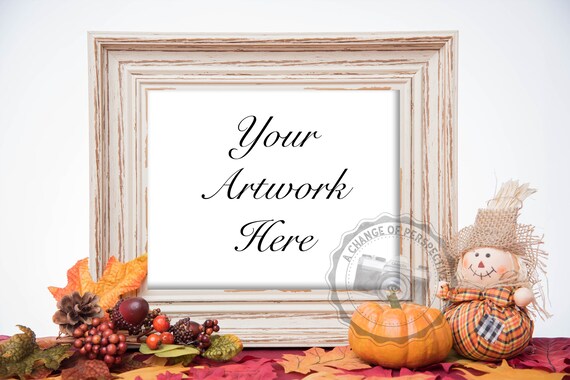 Fall Frame Mockup Thanksgiving Autumn Horizontal Empty Etsy