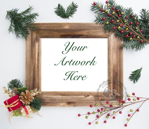 Download Christmas Frame Mockup Winter Frame Mockup Holiday Vertical Etsy PSD Mockup Templates