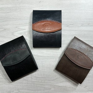 Cartera de cuero minimalista / Piel de serpiente de agua real / Hecha a mano y cosida a mano