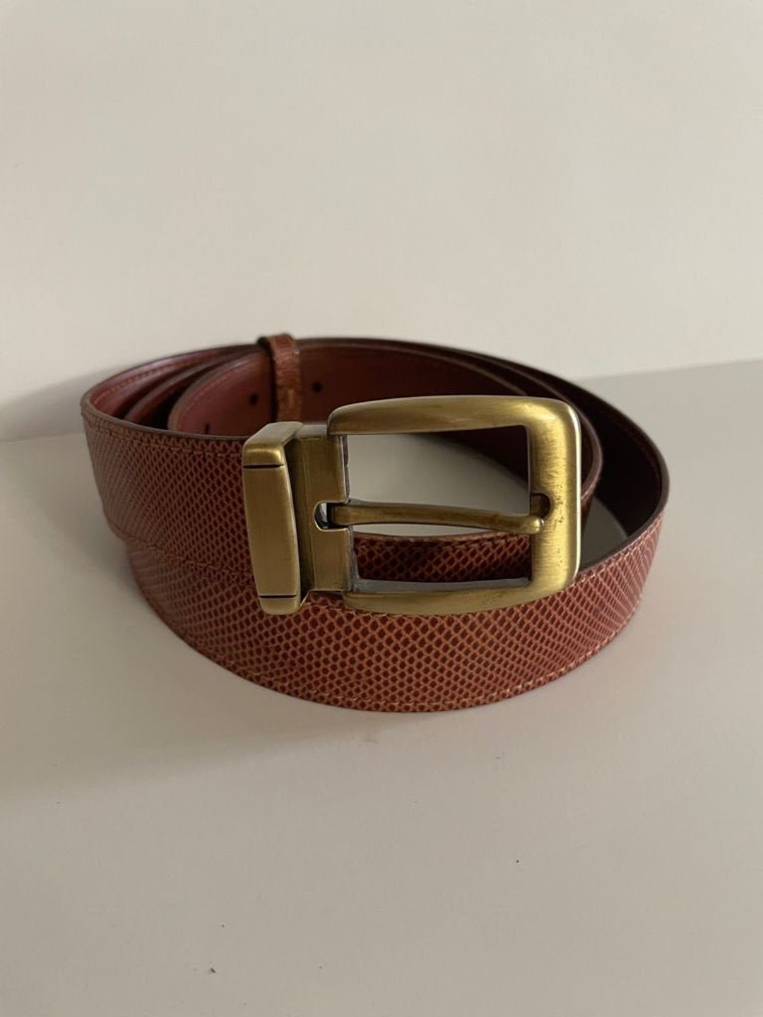 Snakes Serpents Buckle Statement Leather Slide Cinch Belt Italy ACCENTI Inc. Italy Cobra Snake Metal Brass Links Leather  main image 4