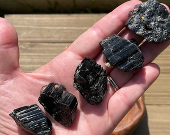 Raw Black Tourmaline, 1.25" - 1.5", Black Tourmaline Crystal, Black Tourmaline Stone, Rough Black Tourmaline (A124)