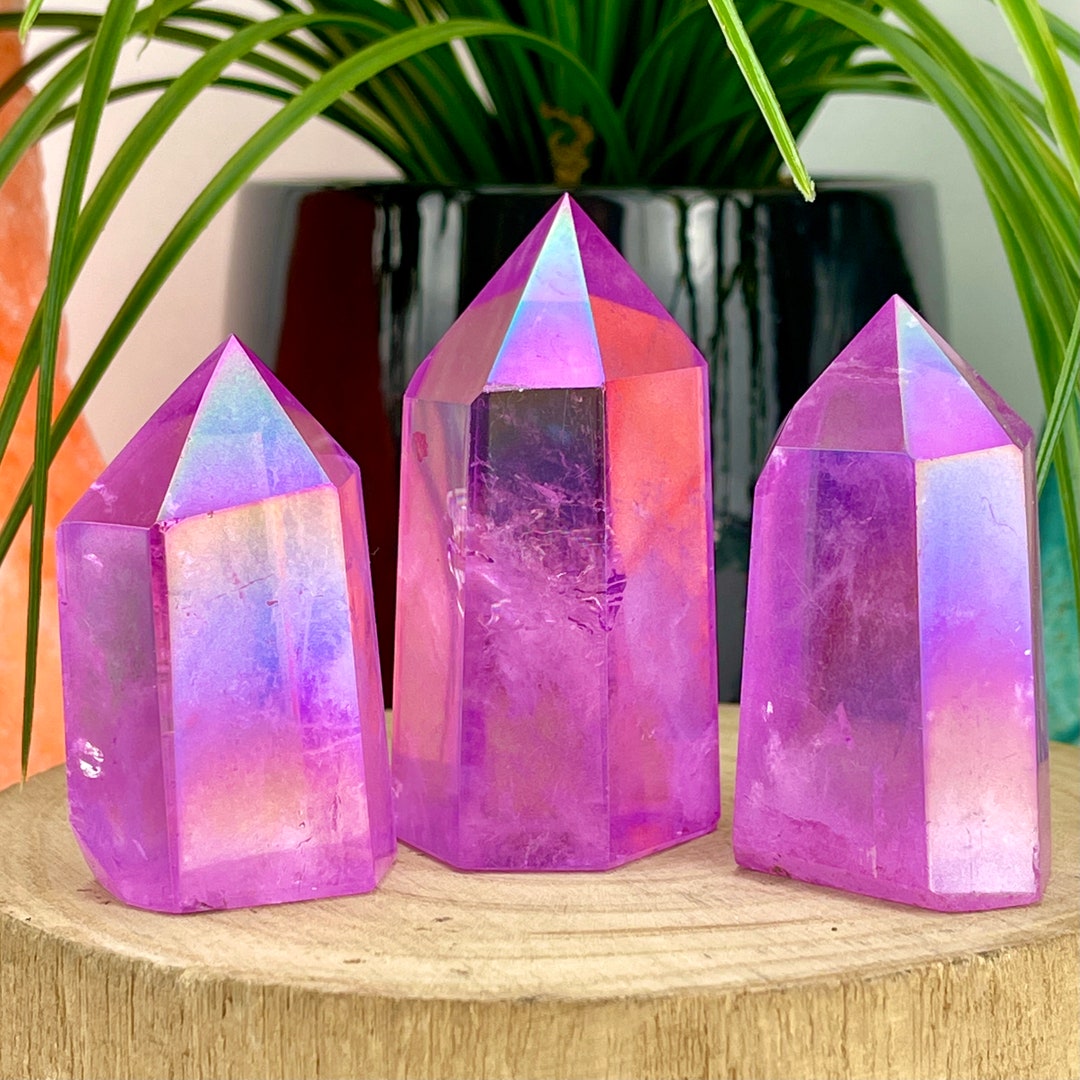 Pink Aura Quartz Crystal Towers Pink Angel Aura Quartz Etsy