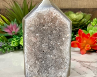 Druzy Agate Tower, Agate Crystals, Druzy Crystals, Druzy Agate Point, Quartz Crystals, Crystal Gifts, Gifts For Her, #3A