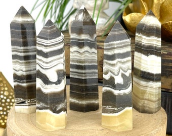 Zebra Calcite Points, Phantom Calcite, Zebra Calcite Towers, Zebra Calcite Obelisks, Zebra Calcite Crystals, Healing Crystals, Gift