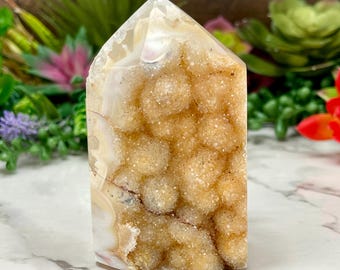 Druzy Agate Tower, Agate Crystals, Druzy Crystals, Druzy Agate Point, Quartz Crystals, Crystal Gifts, Gifts For Her, #2A