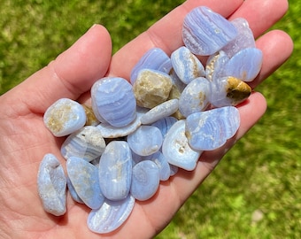 Blue Lace Agate Tumble Stone (0.5" - .75") Blue Lace Agate Tumbles, Tumbled Blue Lace Agate, Healing Crystals  (A200)