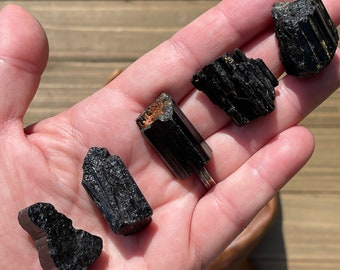 Raw Black Tourmaline, 1" - 1.25", Black Tourmaline Crystal, Black Tourmaline Stone, Rough Black Tourmaline (A123)