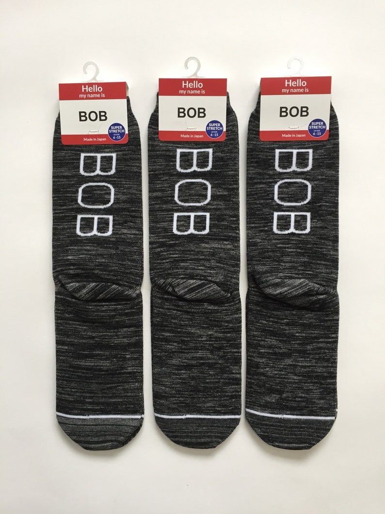 Grandpa Socks Groomsmen Socks Dad Socks Personalized Gift Socks for Men Black Heather| Made in Japan 3 Pairs of BOB SOCKS