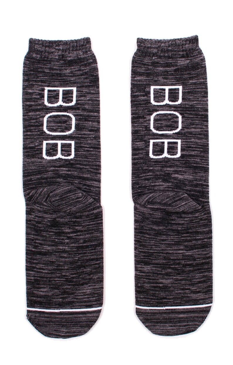 Grandpa Socks Groomsmen Socks Dad Socks Personalized Gift Socks for Men Black Heather| Made in Japan 3 Pairs of BOB SOCKS